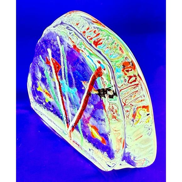 Vintage Murano Style Fish Aquarium Art Glass Block Paperweight MCM Ocean - Picture 8 of 15